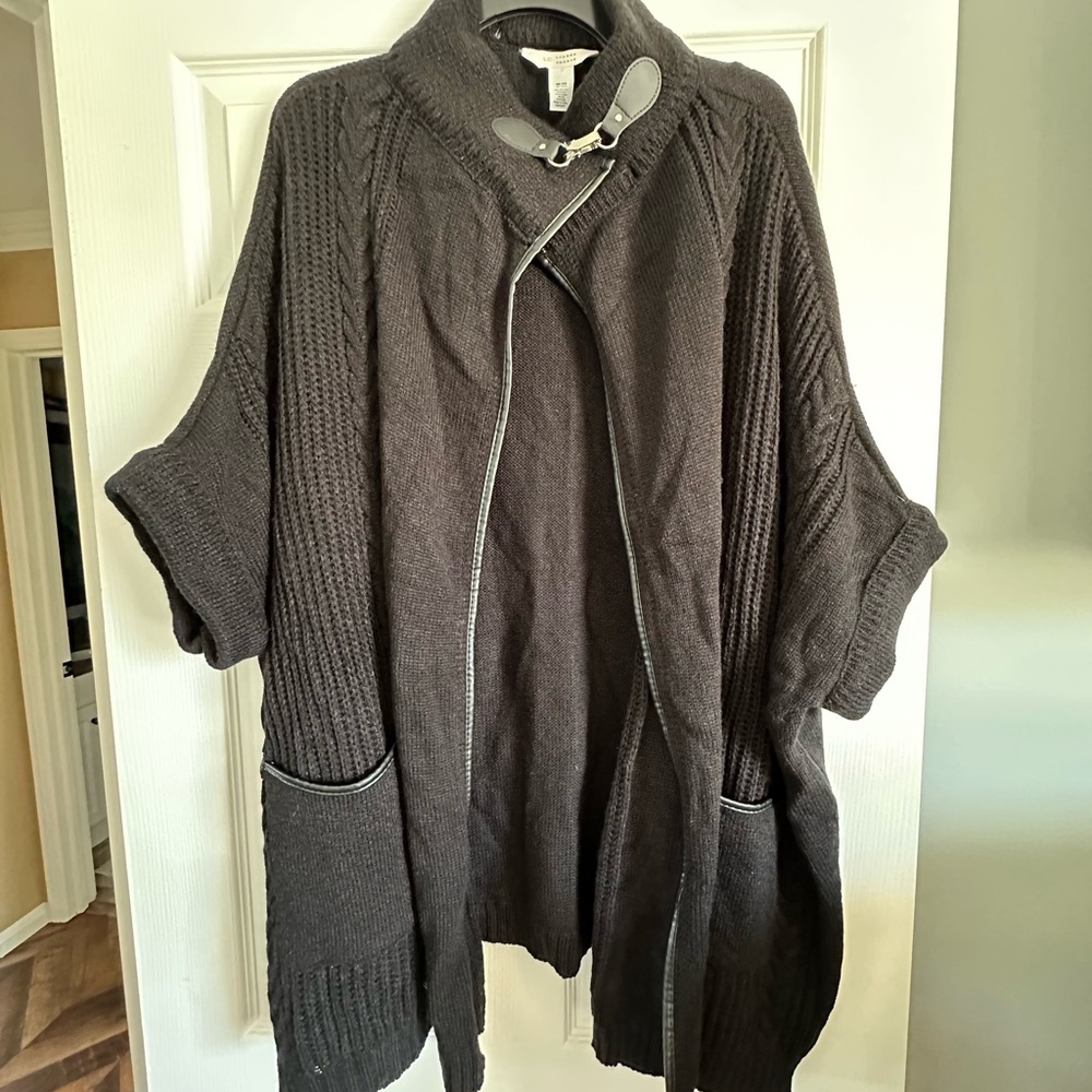 LC Lauren Conrad Black Knit Cape with Buckle